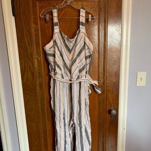 Vince Camuto- 2X - Striped - Wide Leg Linen Jumpsuit- Inseam 23
